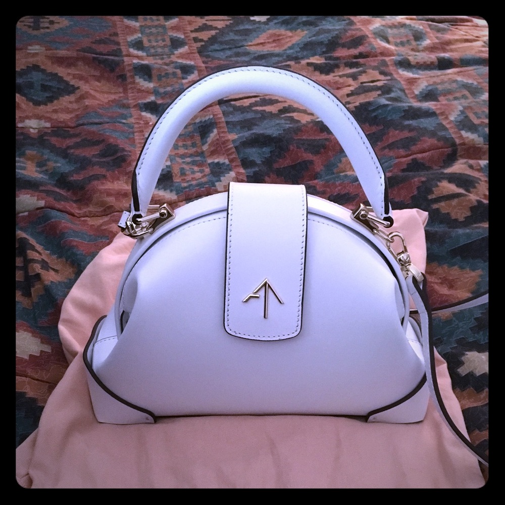 Manu atelier Demi top handle crossbody white bag